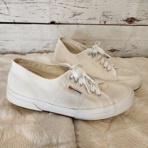 Superga White Canvas Tennis Shoes...size 40